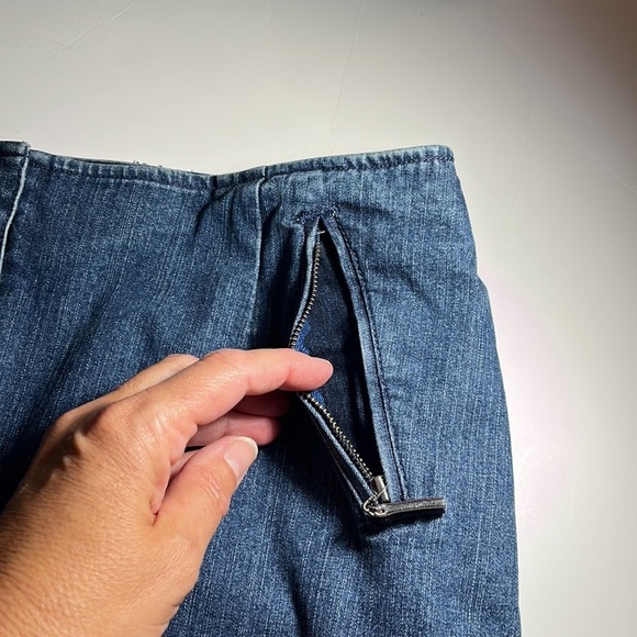 Denim Mini Petite Skirt Talbots Blue Jean Fitted Skirt Women’s 12p - Picture 9 of 11